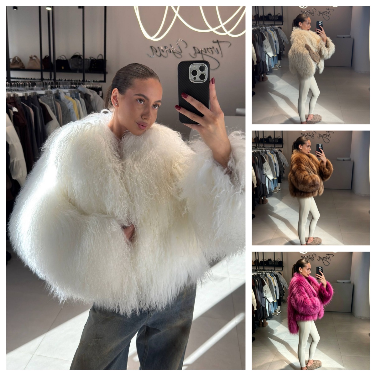 Street Fashion Shanghai - Manteau en fausse fourrure pour femme,