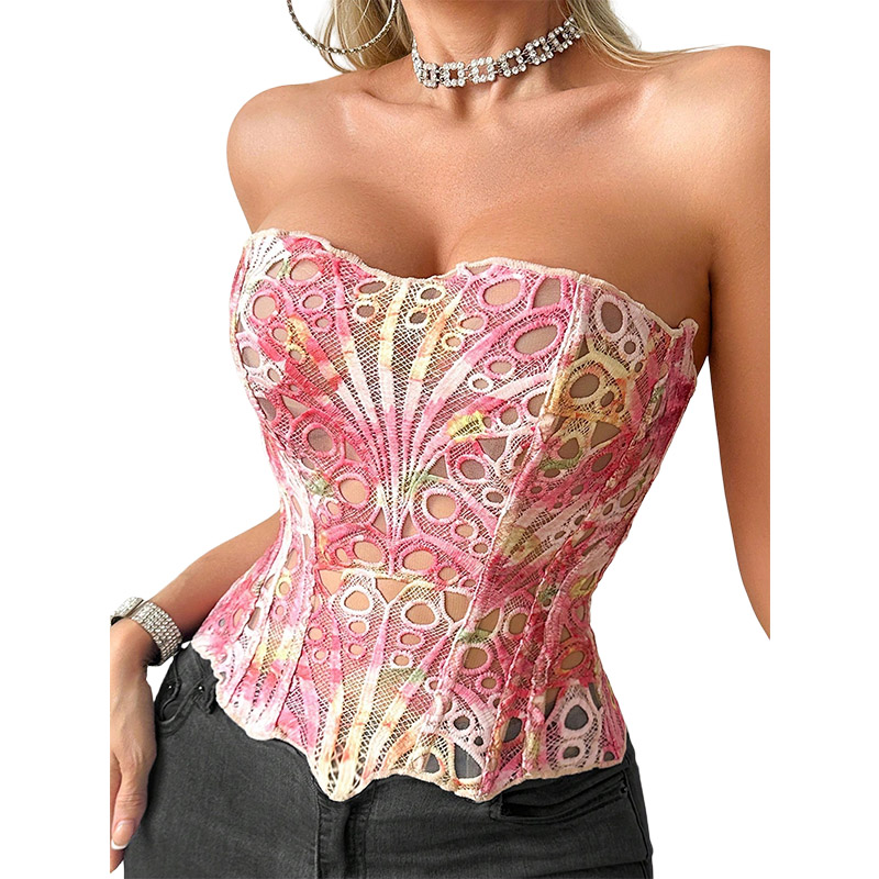 Mesh Top Layering - Corset sexy en maille transparente respirante,
