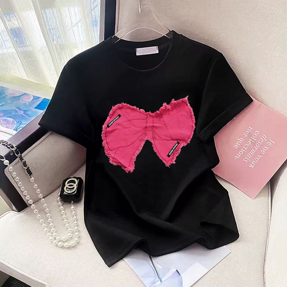 Rose rouge Denim nœud papillon - Street Fashion Shanghai avis et prix