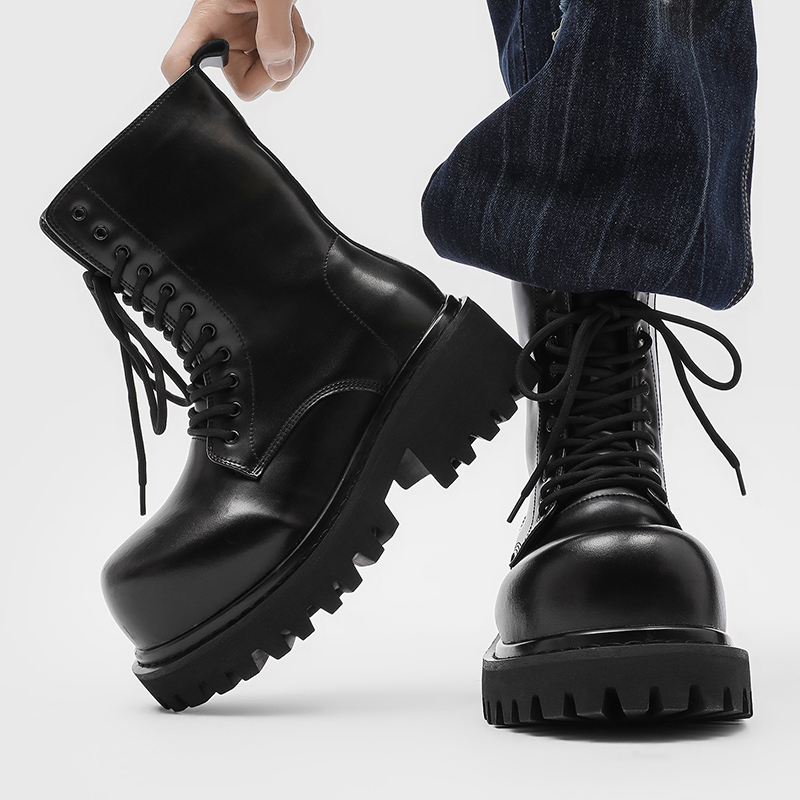 Bottes en cuir montantes unise - Street Fashion Plus Size avis et prix
