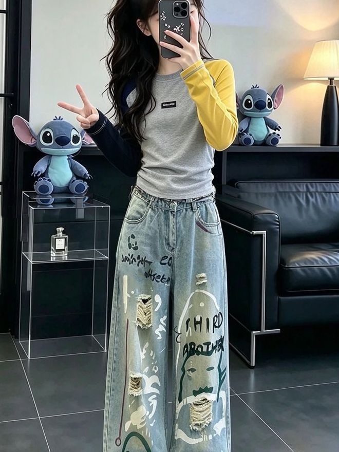 Ensemble deux pièces en jean à - Street Fashion Korean Girl avis et prix