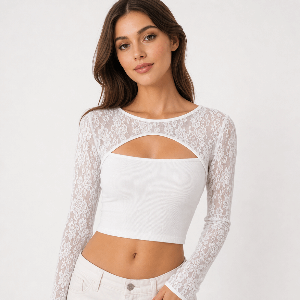 Hauts élégants à manches longu - Mesh Top Layering avis et prix